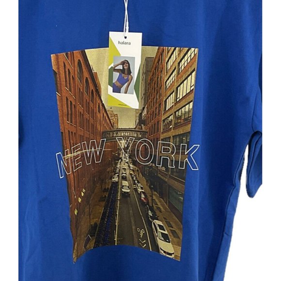Halara Blue Tee Shirt Size Small New York  New - Picture 3 of 4